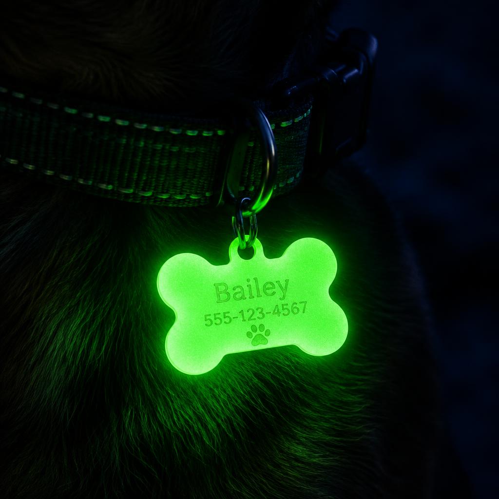 Medalha GlowDog a brilhar no escuro